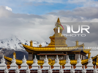 Muya Golden Pagoda is in Ganzi Prefecture, Sichuan province, China, on October 19, 2024. (