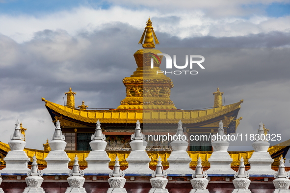 Muya Golden Pagoda is in Ganzi Prefecture, Sichuan province, China, on October 19, 2024. 