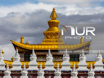 Muya Golden Pagoda is in Ganzi Prefecture, Sichuan province, China, on October 19, 2024. (