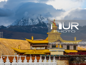 Muya Golden Pagoda is in Ganzi Prefecture, Sichuan province, China, on October 19, 2024. (