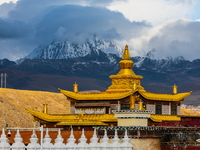 Muya Golden Pagoda is in Ganzi Prefecture, Sichuan province, China, on October 19, 2024. (