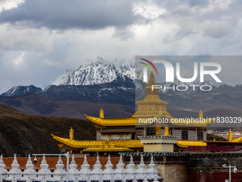 Muya Golden Pagoda is in Ganzi Prefecture, Sichuan province, China, on October 19, 2024. (