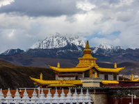 Muya Golden Pagoda is in Ganzi Prefecture, Sichuan province, China, on October 19, 2024. (