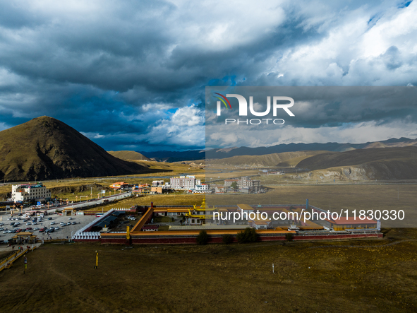 Muya Golden Pagoda is in Ganzi Prefecture, Sichuan province, China, on October 19, 2024. 