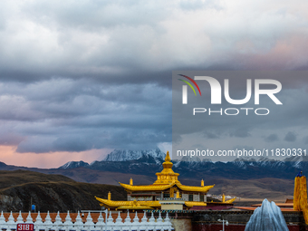 Muya Golden Pagoda is in Ganzi Prefecture, Sichuan province, China, on October 19, 2024. (