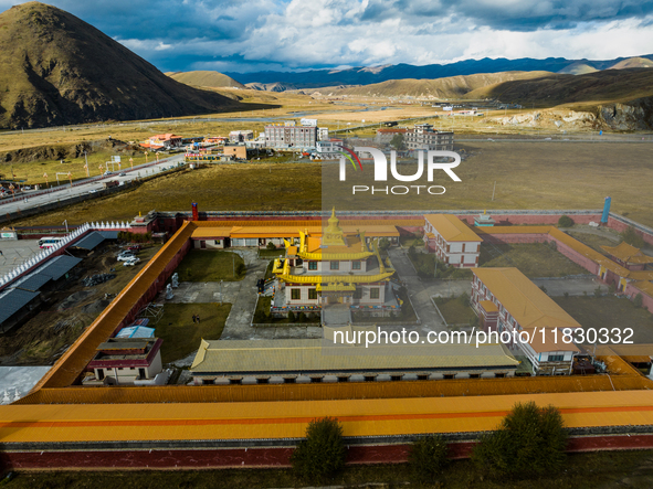 Muya Golden Pagoda is in Ganzi Prefecture, Sichuan province, China, on October 19, 2024. 