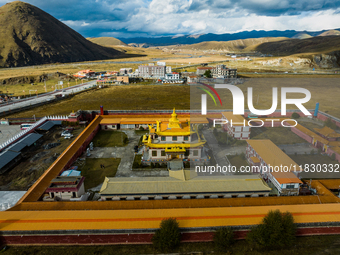 Muya Golden Pagoda is in Ganzi Prefecture, Sichuan province, China, on October 19, 2024. (