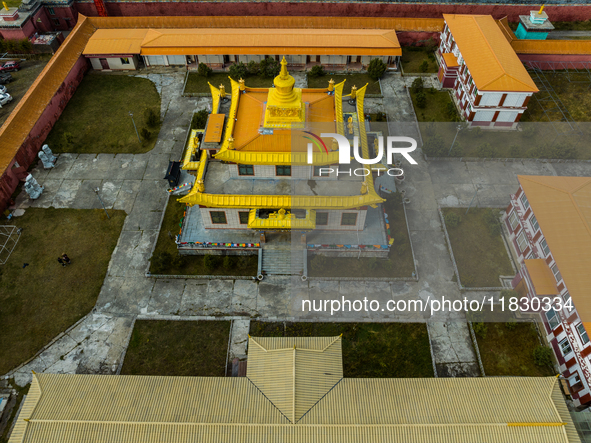 Muya Golden Pagoda is in Ganzi Prefecture, Sichuan province, China, on October 19, 2024. 