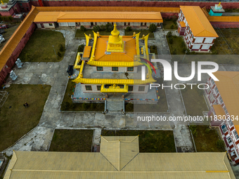 Muya Golden Pagoda is in Ganzi Prefecture, Sichuan province, China, on October 19, 2024. (