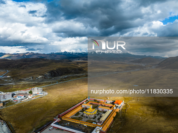 Muya Golden Pagoda is in Ganzi Prefecture, Sichuan province, China, on October 19, 2024. 