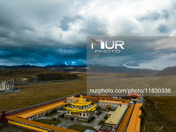 Muya Golden Pagoda is in Ganzi Prefecture, Sichuan province, China, on October 19, 2024. 