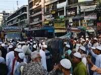 Islami Andolon Bangladesh stages a demonstration procession at the Baitul Mukarram mosque area in Dhaka, Bangladesh, on December 3, 2024. Th...