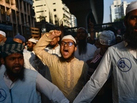 Islami Andolon Bangladesh stages a demonstration procession at the Baitul Mukarram mosque area in Dhaka, Bangladesh, on December 3, 2024. Th...