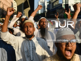 Islami Andolon Bangladesh stages a demonstration procession at the Baitul Mukarram mosque area in Dhaka, Bangladesh, on December 3, 2024. Th...