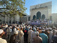 Islami Andolon Bangladesh stages a demonstration procession at the Baitul Mukarram mosque area in Dhaka, Bangladesh, on December 3, 2024. Th...