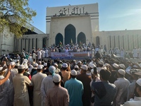 Islami Andolon Bangladesh stages a demonstration procession at the Baitul Mukarram mosque area in Dhaka, Bangladesh, on December 3, 2024. Th...