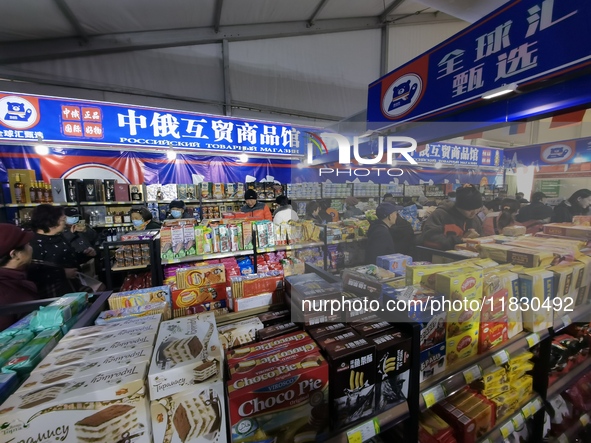 Citizens buy Russian goods at the Wukesong Sino-Russian Mutual Trade Pavilion in Beijing, China, on December 3, 2024. 