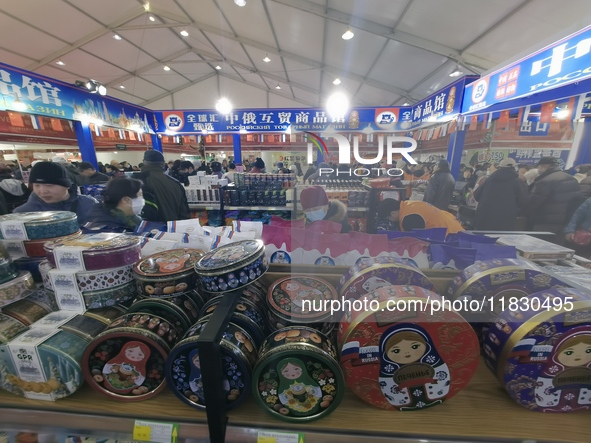 Citizens buy Russian goods at the Wukesong Sino-Russian Mutual Trade Pavilion in Beijing, China, on December 3, 2024. 