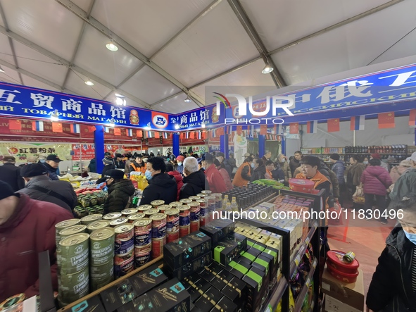 Citizens buy Russian goods at the Wukesong Sino-Russian Mutual Trade Pavilion in Beijing, China, on December 3, 2024. 