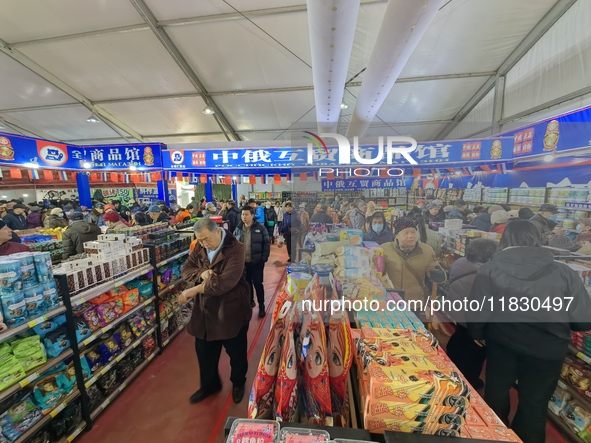 Citizens buy Russian goods at the Wukesong Sino-Russian Mutual Trade Pavilion in Beijing, China, on December 3, 2024. 