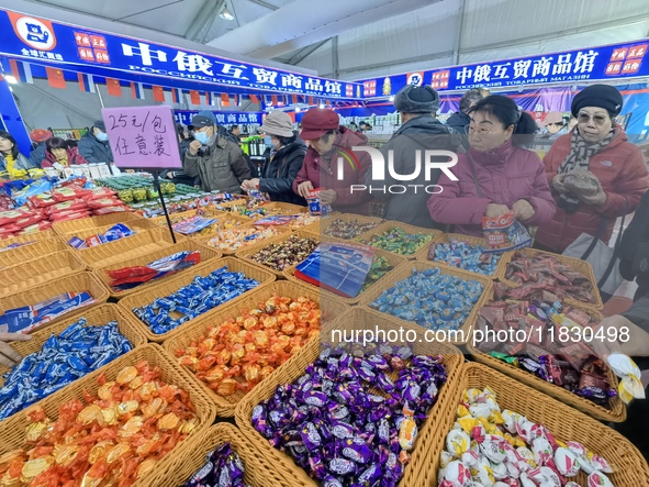 Citizens buy Russian goods at the Wukesong Sino-Russian Mutual Trade Pavilion in Beijing, China, on December 3, 2024. 