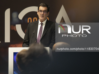 The Mayor of Porto, Rui Moreira, speaks at the ''Factory 2030'' conference of the ECO newspaper at the Alfandega do Porto Congress Center, S...