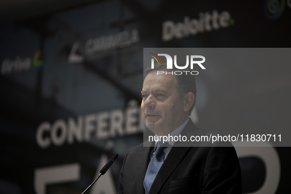 Prime Minister Luis Montenegro speaks at the ''Factory 2030'' conference of the ECO newspaper at the Alfandega do Porto Congress Center, Sal...