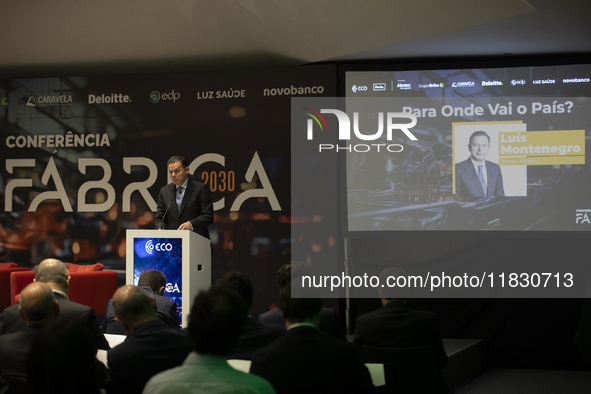 Prime Minister Luis Montenegro speaks at the ''Factory 2030'' conference of the ECO newspaper at the Alfandega do Porto Congress Center, Sal...