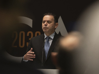 Prime Minister Luis Montenegro speaks at the ''Factory 2030'' conference of the ECO newspaper at the Alfandega do Porto Congress Center, Sal...