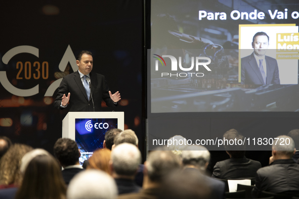 Prime Minister Luis Montenegro speaks at the ''Factory 2030'' conference of the ECO newspaper at the Alfandega do Porto Congress Center, Sal...