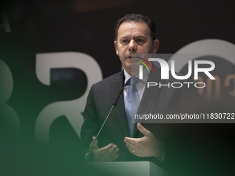 Prime Minister Luis Montenegro speaks at the ''Factory 2030'' conference of the ECO newspaper at the Alfandega do Porto Congress Center, Sal...