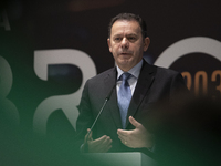 Prime Minister Luis Montenegro speaks at the ''Factory 2030'' conference of the ECO newspaper at the Alfandega do Porto Congress Center, Sal...