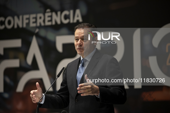 Prime Minister Luis Montenegro speaks at the ''Factory 2030'' conference of the ECO newspaper at the Alfandega do Porto Congress Center, Sal...