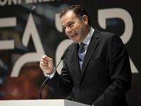 Prime Minister Luis Montenegro speaks at the ''Factory 2030'' conference of the ECO newspaper at the Alfandega do Porto Congress Center, Sal...