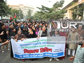 Activists of the Jatiya Nagarik Committee (National Citizens Committee) stage a protest rally against the attack on the Bangladesh Assistant...