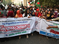 Activists of the Jatiya Nagarik Committee (National Citizens Committee) stage a protest rally against the attack on the Bangladesh Assistant...