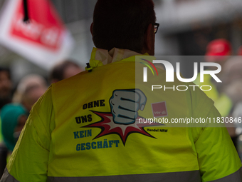 A general view of the rally organized by the ver.di labor union at Harmonie Square in Rheydt, Germany, on December 3, 2024, during the rally...