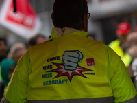 A general view of the rally organized by the ver.di labor union at Harmonie Square in Rheydt, Germany, on December 3, 2024, during the rally...