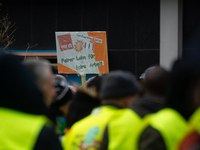 A general view of the rally organized by the ver.di labor union at Harmonie Square in Rheydt, Germany, on December 3, 2024, during the rally...