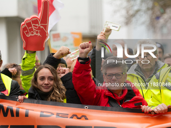 A general view of the demonstration at Harmonie Square in Rheydt, Germany, on December 3, 2024, during the rally demanding better pay for Za...