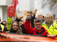 A general view of the demonstration at Harmonie Square in Rheydt, Germany, on December 3, 2024, during the rally demanding better pay for Za...