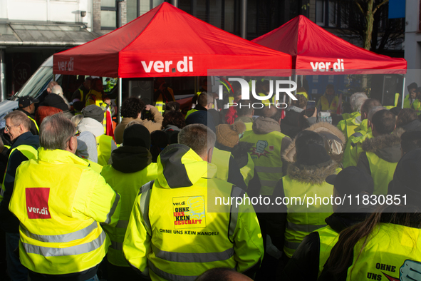 A general view of the demonstration at Harmonie Square in Rheydt, Germany, on December 3, 2024, during the rally demanding better pay for Za...