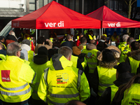 A general view of the demonstration at Harmonie Square in Rheydt, Germany, on December 3, 2024, during the rally demanding better pay for Za...