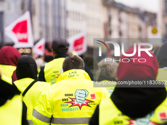 A general view of the demonstration at Harmonie Square in Rheydt, Germany, on December 3, 2024, during the rally demanding better pay for Za...