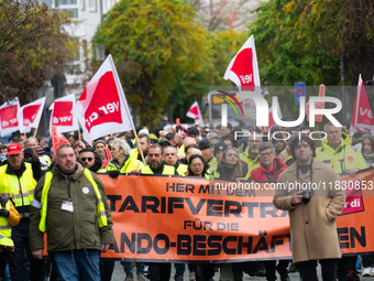 A general view of the demonstration at Harmonie Square in Rheydt, Germany, on December 3, 2024, during the rally demanding better pay for Za...