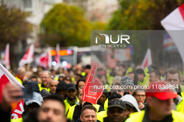 A general view of the demonstration at Harmonie Square in Rheydt, Germany, on December 3, 2024, during the rally demanding better pay for Za...