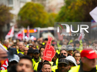 A general view of the demonstration at Harmonie Square in Rheydt, Germany, on December 3, 2024, during the rally demanding better pay for Za...