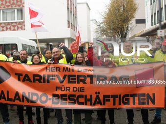 A general view of the demonstration at Harmonie Square in Rheydt, Germany, on December 3, 2024, during the rally demanding better pay for Za...