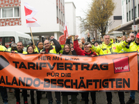 A general view of the demonstration at Harmonie Square in Rheydt, Germany, on December 3, 2024, during the rally demanding better pay for Za...