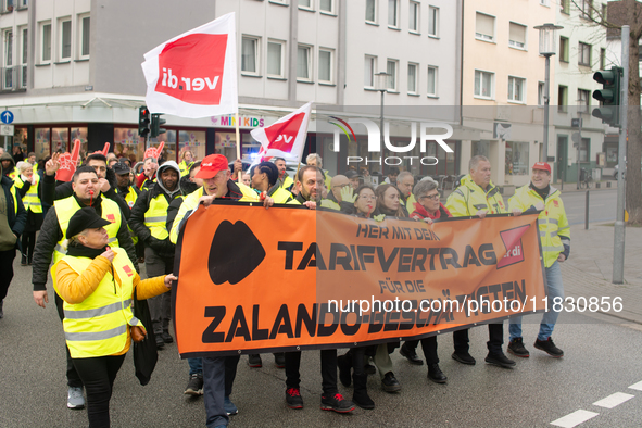 A general view of the demonstration at Harmonie Square in Rheydt, Germany, on December 3, 2024, during the rally demanding better pay for Za...